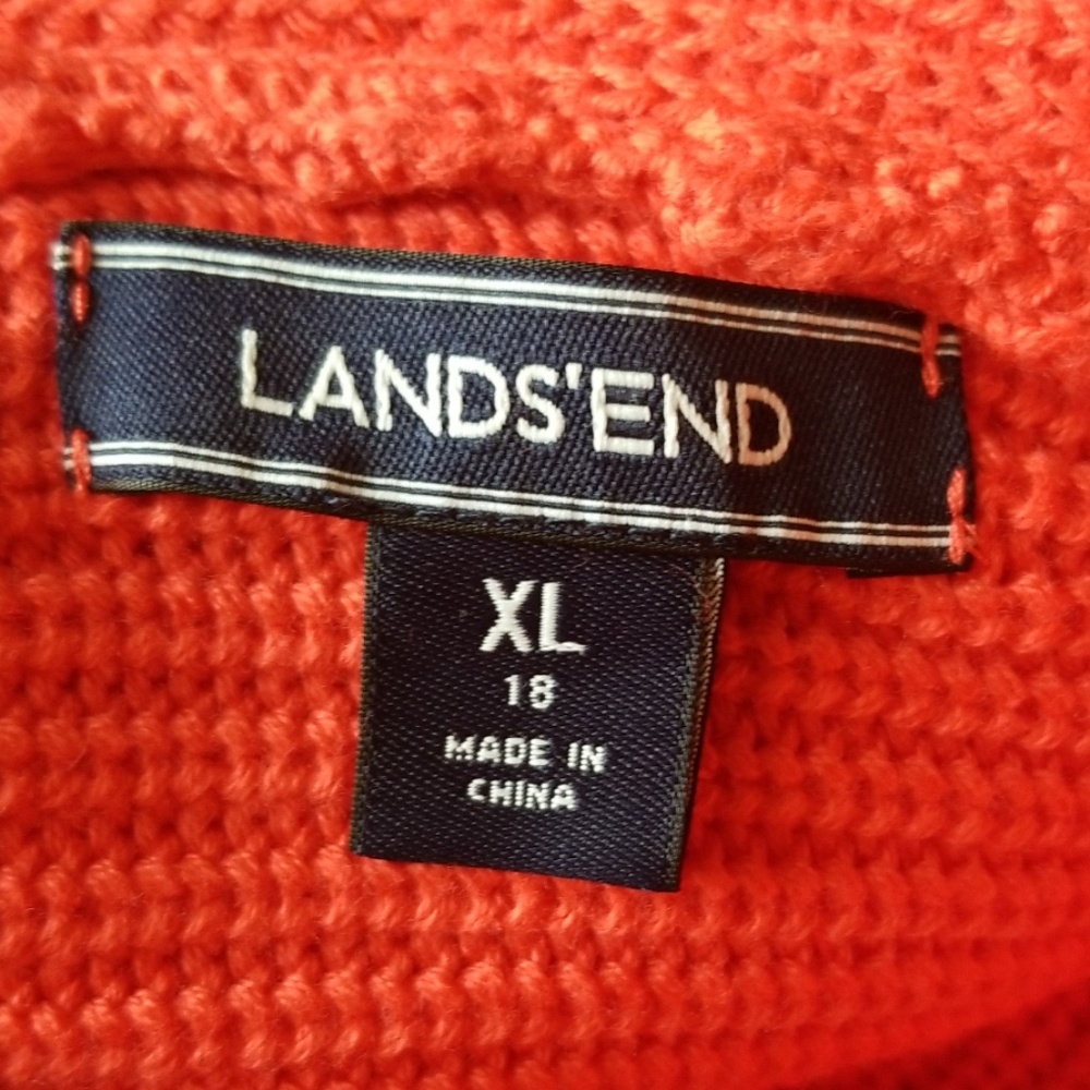 Lands' End Red Orange Cowl Neck Heavy Sweater - Picture 8 of 8